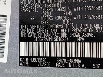 2020 Toyota Highlander XLE - miniatura 15