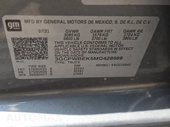 2021 Chevrolet Silverado 1500 Custom Crew Cab Short Bed 1CX - miniatura 14