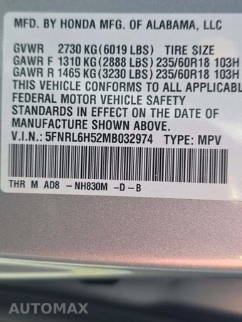 2021 Honda Odyssey EX 118.1" WB - miniatura 5