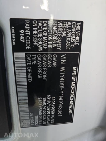 2021 Mercedes-Benz Sprinter 2500 Cargo Van Standard Roof 144.0" WB - miniatura 14