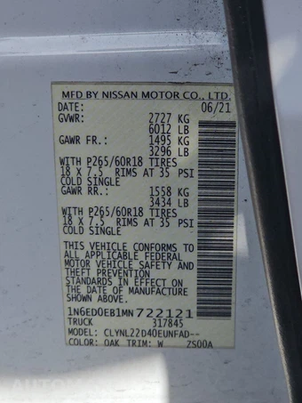 2021 Nissan Frontier SV Crew Cab Medium Bed – miniatura 14