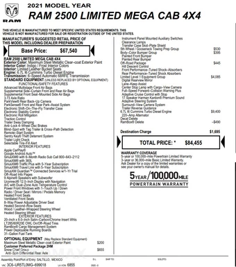 2021 Ram 2500 Limited Extended Crew Cab Medium Bed - miniatura 4