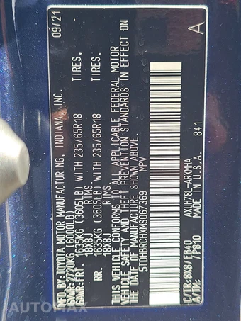 2021 Toyota Highlander Hybrid XLE - miniatura 15