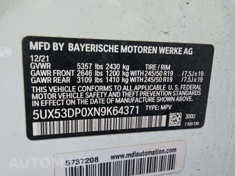 2022 BMW X3 Sports Activity Vehicle xDrive30i - miniatura 2