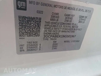 2022 Chevrolet Silverado 1500 Custom Crew Cab Short Bed 1CX - miniatura 5