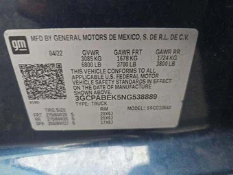 2022 Chevrolet Silverado 1500 Custom Crew Cab Short Bed 1CX - miniatura 5
