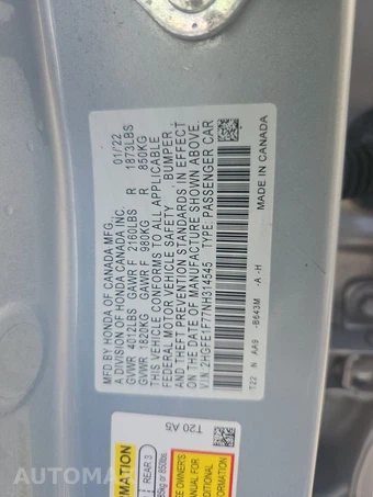 2022 Honda Civic Sedan EX - miniatura 15