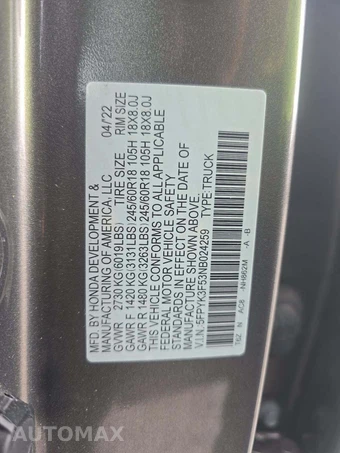 2022 Honda Ridgeline RTL Crew Cab Medium Bed - miniatura 2