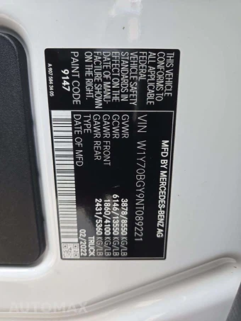 2022 Mercedes-Benz Sprinter 1500 Cargo Van Standard Roof 144.0" WB - miniatura 2