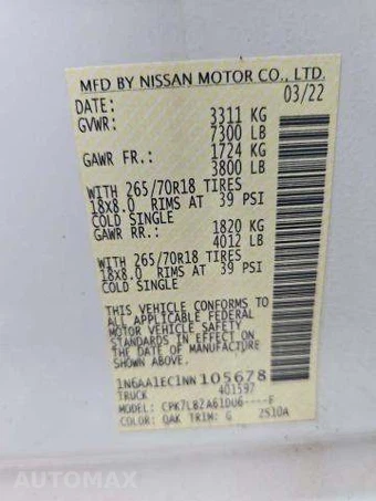 2022 Nissan TITAN SV Crew Cab Short Bed - miniatura 6