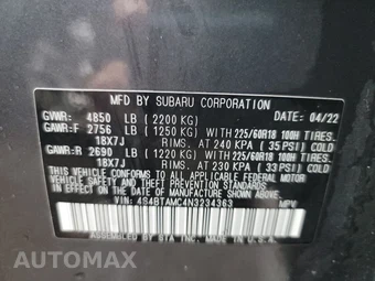 2022 Subaru Outback Limited – miniatura 14