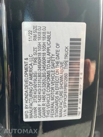 2023 Honda Ridgeline Black Edition Crew Cab Medium Bed - miniatura 39