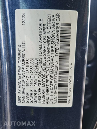 2024 Honda Accord Sedan EX - miniatura 14