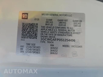 2025 Chevrolet Express 2500 Cargo Van 1WT 135.0" WB - miniatura 15