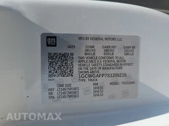 2025 Chevrolet Express 2500 Cargo Van 1WT 135.0" WB - miniatura 13