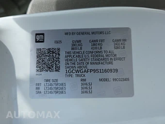 2025 Chevrolet Express 2500 Cargo Van 1WT 135.0" WB - miniatura 13