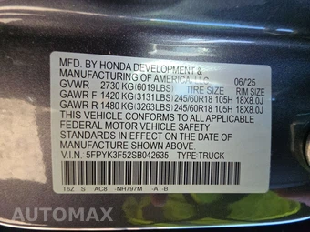2025 Honda Ridgeline RTL Crew Cab Medium Bed - miniatura 14