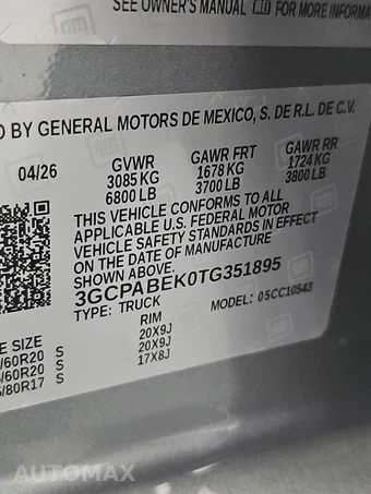 2026 Chevrolet Silverado 1500 Custom Crew Cab Short Bed 1CX - miniatura 14